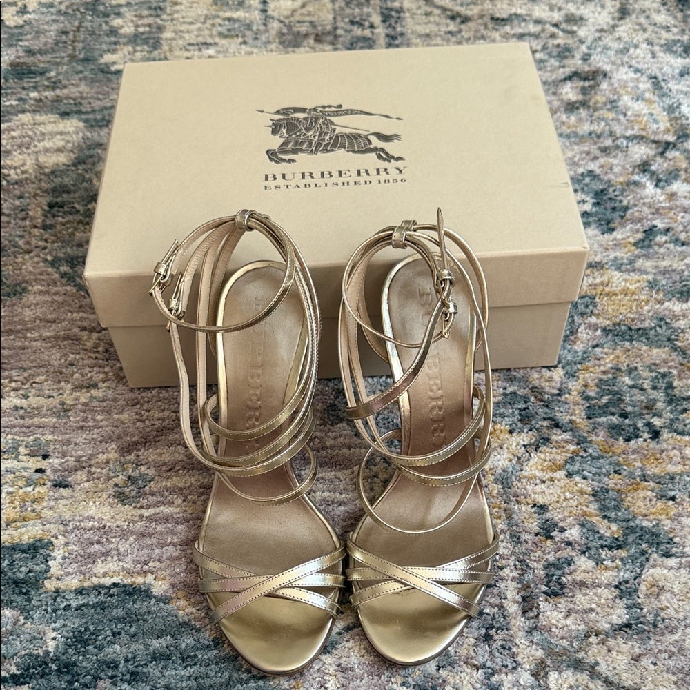 Burberry Gold Strappy Heels